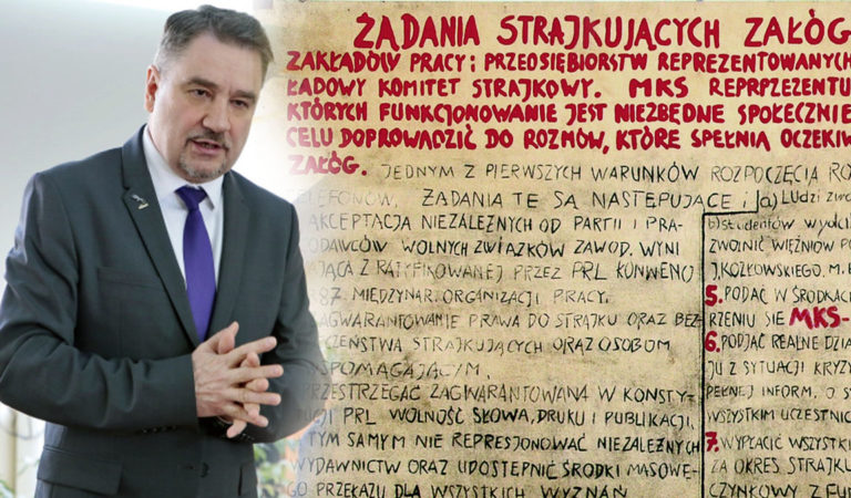 Piotr Duda zapowiedział “zawody sportowe” w przejmowaniu tablic z postulatami strajkujących.